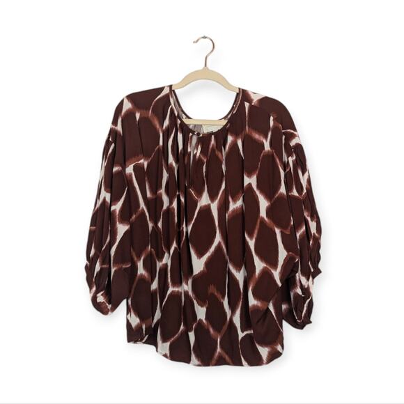 Anthropologie Corey Lynn Calter Brown & White Adventurerer Relaxed Blouse - Picture 1 of 8